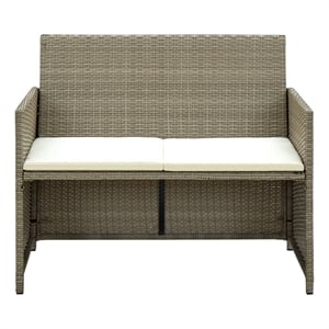Afuera Living Set of 2 Lightweight Poly Rattan 2-Seater Sofa Set in Beige
