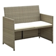 Afuera Living Set of 2 Lightweight Poly Rattan 2-Seater Sofa Set in Beige