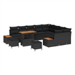 Afuera Living 12 Piece Poly Rattan Garden Sofa Set With Cushions in Black