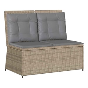 Afuera Living Rattan Steel & Polyester Reclining Patio Bench in Beige
