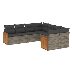 Afuera Living 8 Piece Steel Large Sofa Set with Removable Covers in Gray