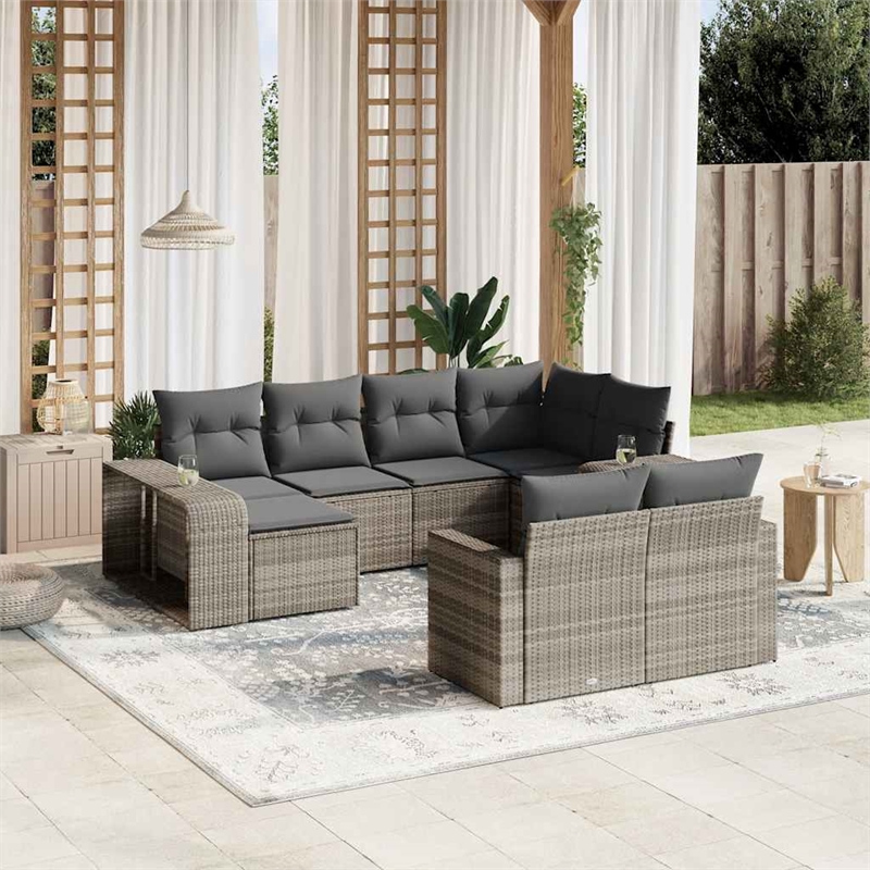 Afuera Living Contemporary 10 Piece Steel Large Sofa Set in Gray