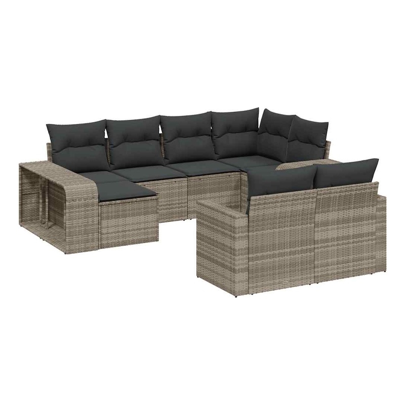 Afuera Living Contemporary 10 Piece Steel Large Sofa Set in Gray