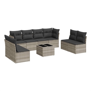 Afuera Living Contemporary 9 Piece Poly Rattan Sofa Set in Gray