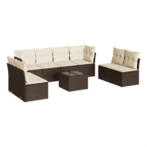 Afuera Living Contemporary 9 Piece Steel Patio Sofa Set in Brown/Cream
