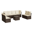 Afuera Living Contemporary 9 Piece Steel Patio Sofa Set in Brown/Cream
