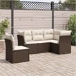 Afuera Living Contemporary Steel Small Sofa Set in Brown/Cream