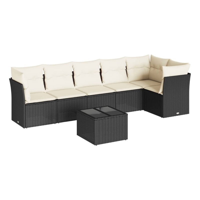 Afuera Living Contemporary 7 Piece Steel Large Sofa Set in Black