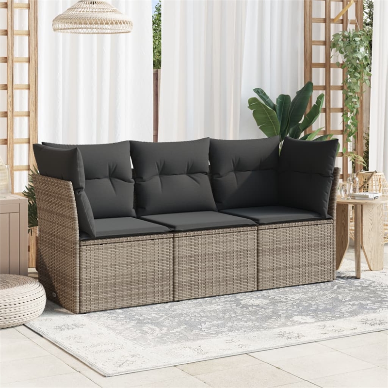 Afuera Living Contemporary 3 Piece Steel Large Sofa Set in Gray