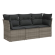 Afuera Living Contemporary 3 Piece Steel Large Sofa Set in Gray