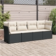 Afuera Living Contemporary 4 Piece Poly Rattan Sofa Set in Black/Cream