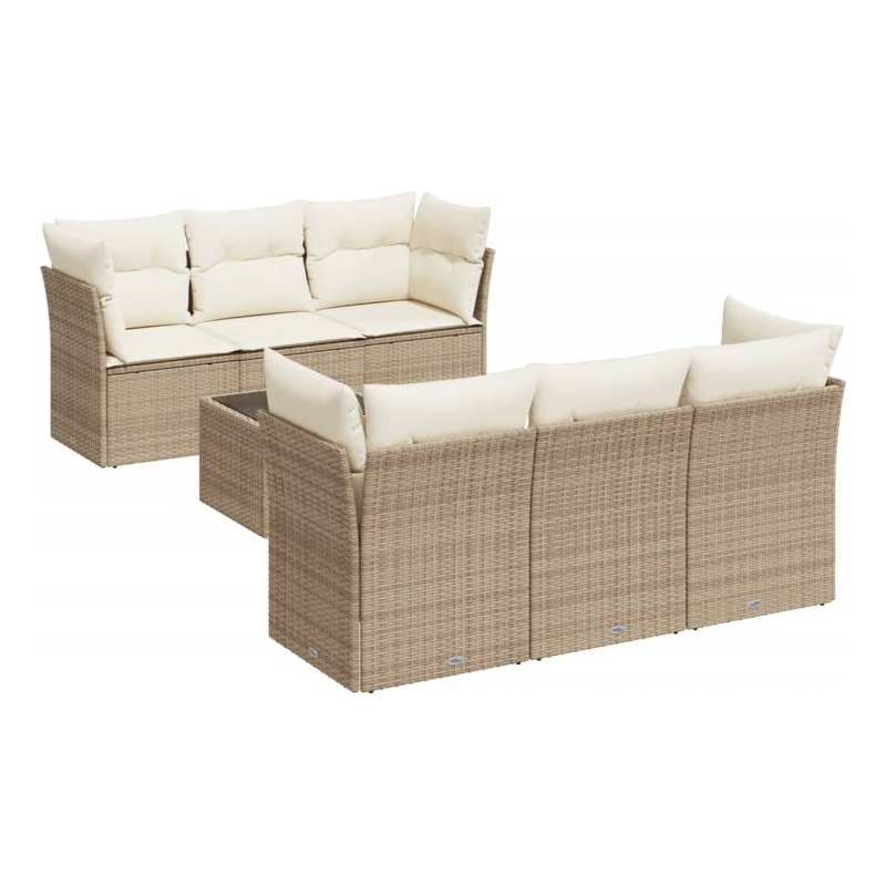 Afuera Living Contemporary 7 Piece Steel Sofa Set in Cream/Beige