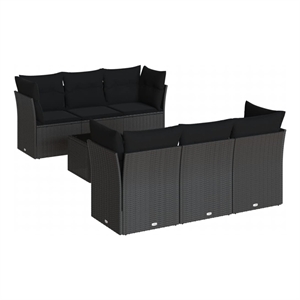 Afuera Living Contemporary 7 Piece Poly Rattan Sofa Set in Black