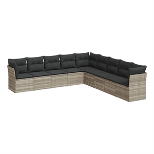 Afuera Living Contemporary Synthetic Poly Rattan Sofa Set in Gray