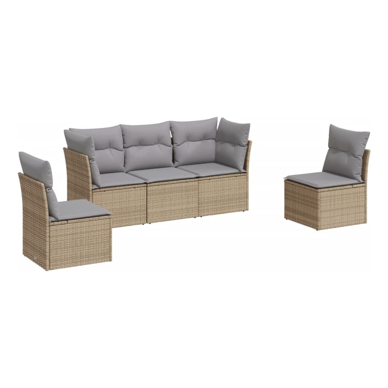 Afuera Living Contemporary 5 Piece Steel Sofa Set in Gray/Beige