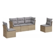 Afuera Living Contemporary 5 Piece Steel Sofa Set in Gray/Beige