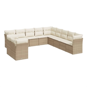 Afuera Living Contemporary Poly Rattan Sofa Set in Cream/Beige
