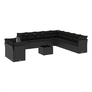 Afuera Living Contemporary Synthetic Poly Rattan Garden Sofa Set in Black