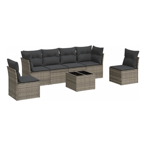Afuera Living Contemporary Poly Rattan Small Sofa Set in Gray