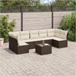 Afuera Living Contemporary 8 Piece Steel Patio Sofa Set in Brown/Cream