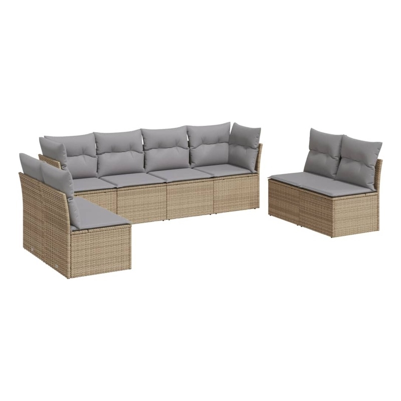 Afuera Living Contemporary 8 Piece Steel Large Sofa Set in Beige