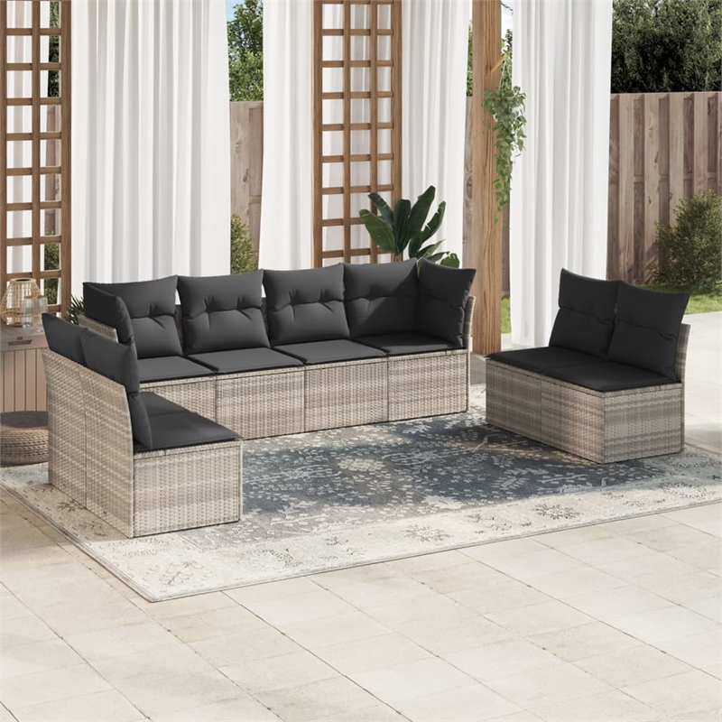Afuera Living Contemporary 8 Piece Steel Large Sofa Set in Gray