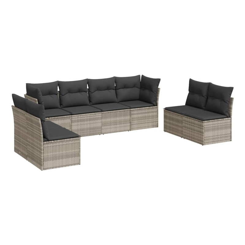 Afuera Living Contemporary 8 Piece Steel Large Sofa Set in Gray