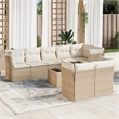 Afuera Living Contemporary 9 Piece Steel Sofa Set in Cream/Beige
