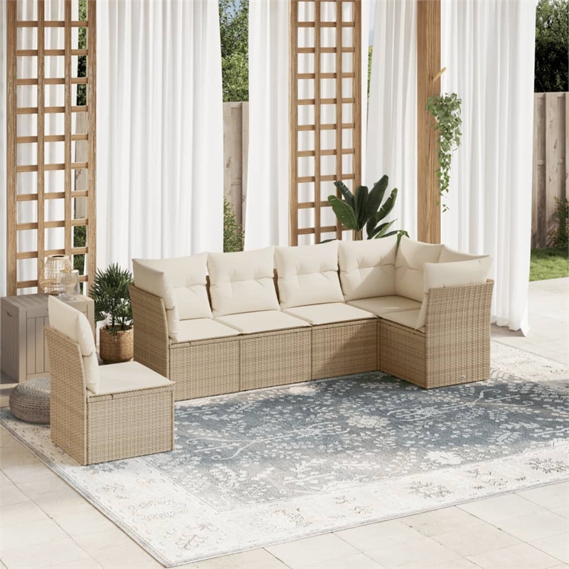 Afuera Living Contemporary 6 Piece Steel Large Sofa Set in Beige