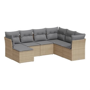 Afuera Living Contemporary 7 Piece Poly Rattan Sofa Set in Beige