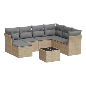 Afuera Living 8 Piece Poly Rattan Small Sofa Set in Gray/Beige