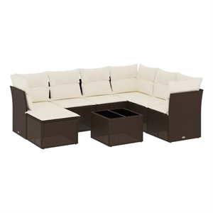 Afuera Living 8 Piece Poly Rattan Large Sofa Set in Brown/Cream