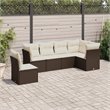 Afuera Living Contemporary 6 Piece Steel Sofa Set in Brown/Cream