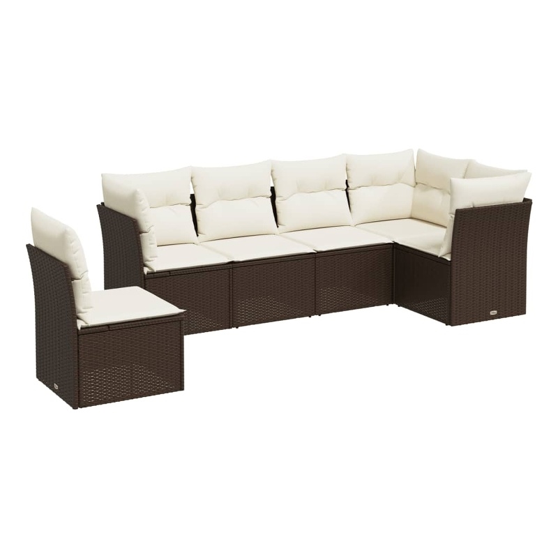 Afuera Living Contemporary 6 Piece Steel Sofa Set in Brown/Cream