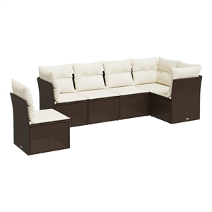Afuera Living Contemporary 6 Piece Steel Sofa Set in Brown/Cream