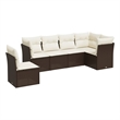 Afuera Living Contemporary 6 Piece Steel Sofa Set in Brown/Cream