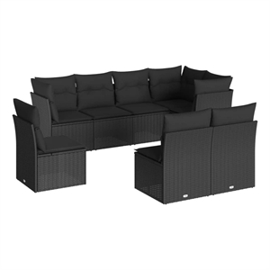 Afuera Living Contemporary 8 Piece Poly Rattan Small Sofa Set in Black