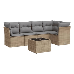 Afuera Living Contemporary Poly Rattan Sofa Set in Gray/Beige