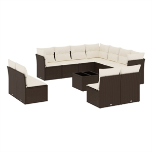 Afuera Living Synthetic Poly Rattan 12 Piece Sofa Set in Brown/Cream