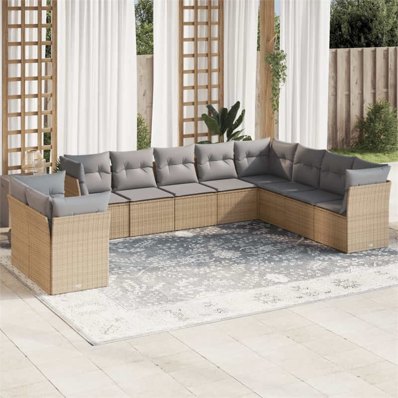 Afuera Living Contemporary 10 Piece Steel Small Sofa Set in Beige