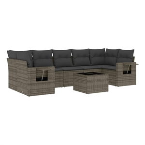 Afuera Living Contemporary 8 Piece Poly Rattan Large Sofa Set in Gray