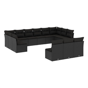 Afuera Living Contemporary 13 Piece Poly Rattan Sofa Set in Black