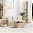 Afuera Living Contemporary 4 Piece Steel Small Sofa Set in Beige