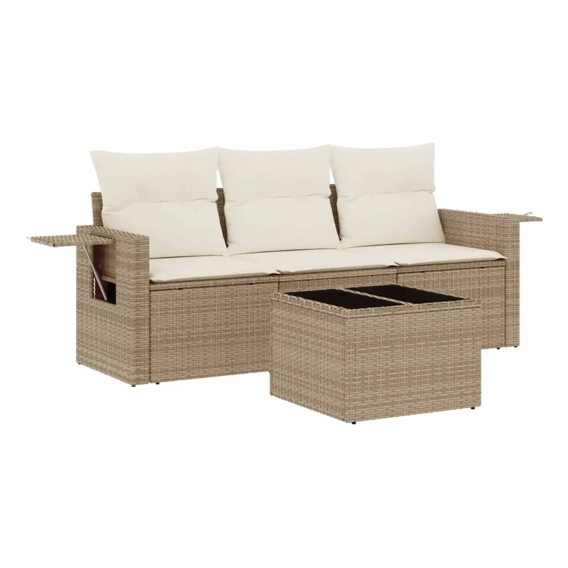 Afuera Living Contemporary 4 Piece Steel Small Sofa Set in Beige