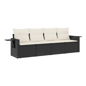 Afuera Living Contemporary Synthetic Poly Rattan 4 Piece Sofa Set in Black