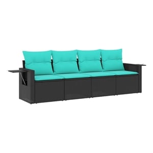 Afuera Living Contemporary 4 Piece Steel Sofa Set in Black/Blue