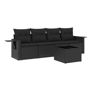 Afuera Living Contemporary Poly Rattan Large Sofa Set in Black