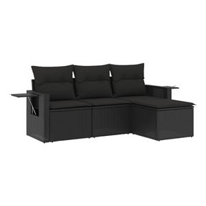 Afuera Living Contemporary Synthetic Poly Rattan Medium Sofa Set in Black