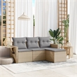 Afuera Living Contemporary 4 Piece Steel Sofa Set in Gray/Beige