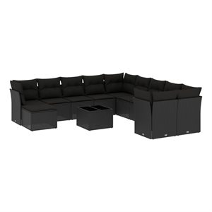 Afuera Living Contemporary 12 Piece Poly Rattan Sofa Set in Black